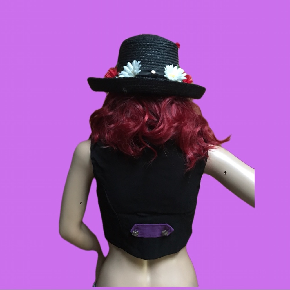Black and Purple Cropped Vest - Picture 2 of 6